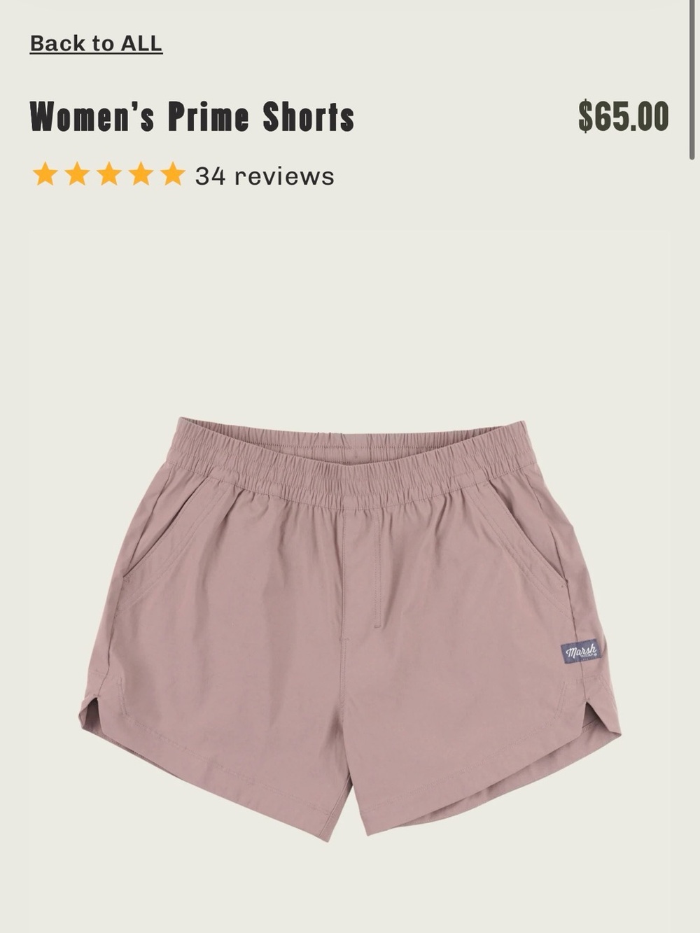 Women's Marsh Wear Prime Shorts — Mauve Pink Small